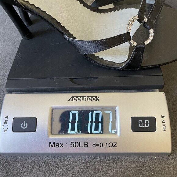 Y2K BCBG Satin Black Leather Rhinestone Slingback Heels Women’s‎ 8.5 vintage - Picture 14 of 14